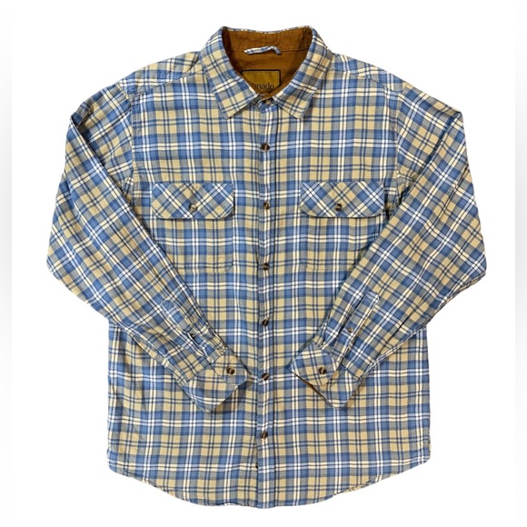 Venado Other - Venado Men’s Flannel Blue Plaid Button Down Shirt Long Sleeve 100% Cotton Large